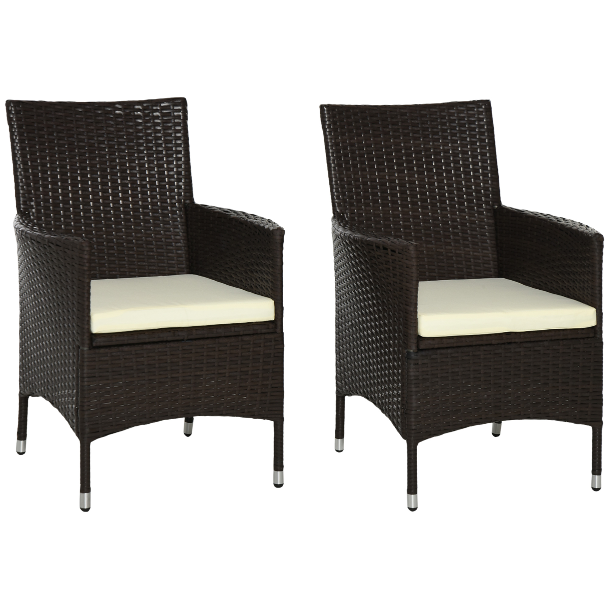 Outsunny 2-Piece PE Rattan Chair Set with Cushions