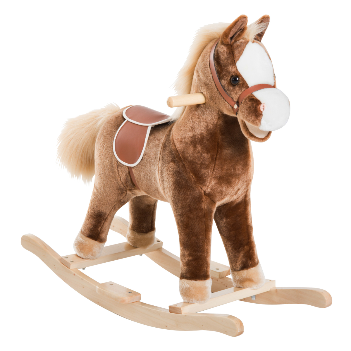 Kids Wooden Plush Rocking Horse Ride-On Toy Rocker