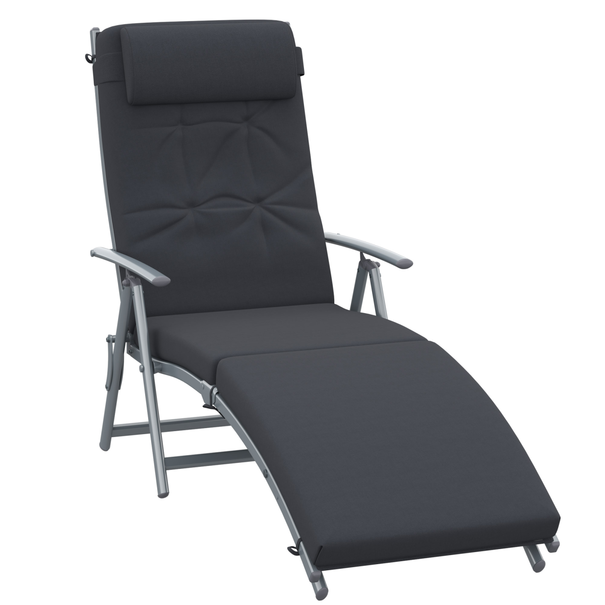 Outsunny Black Adjustable Padded Sun Lounger with Pillow