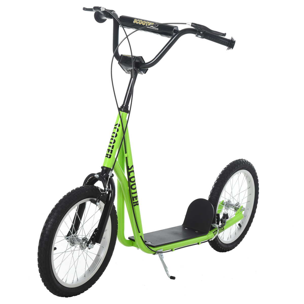 HOMCOM Kids Kick Scooter with Adjustable Handlebar 90-96cm, Inflatable Rubber Tyres, Dual Brake, Steel Frame