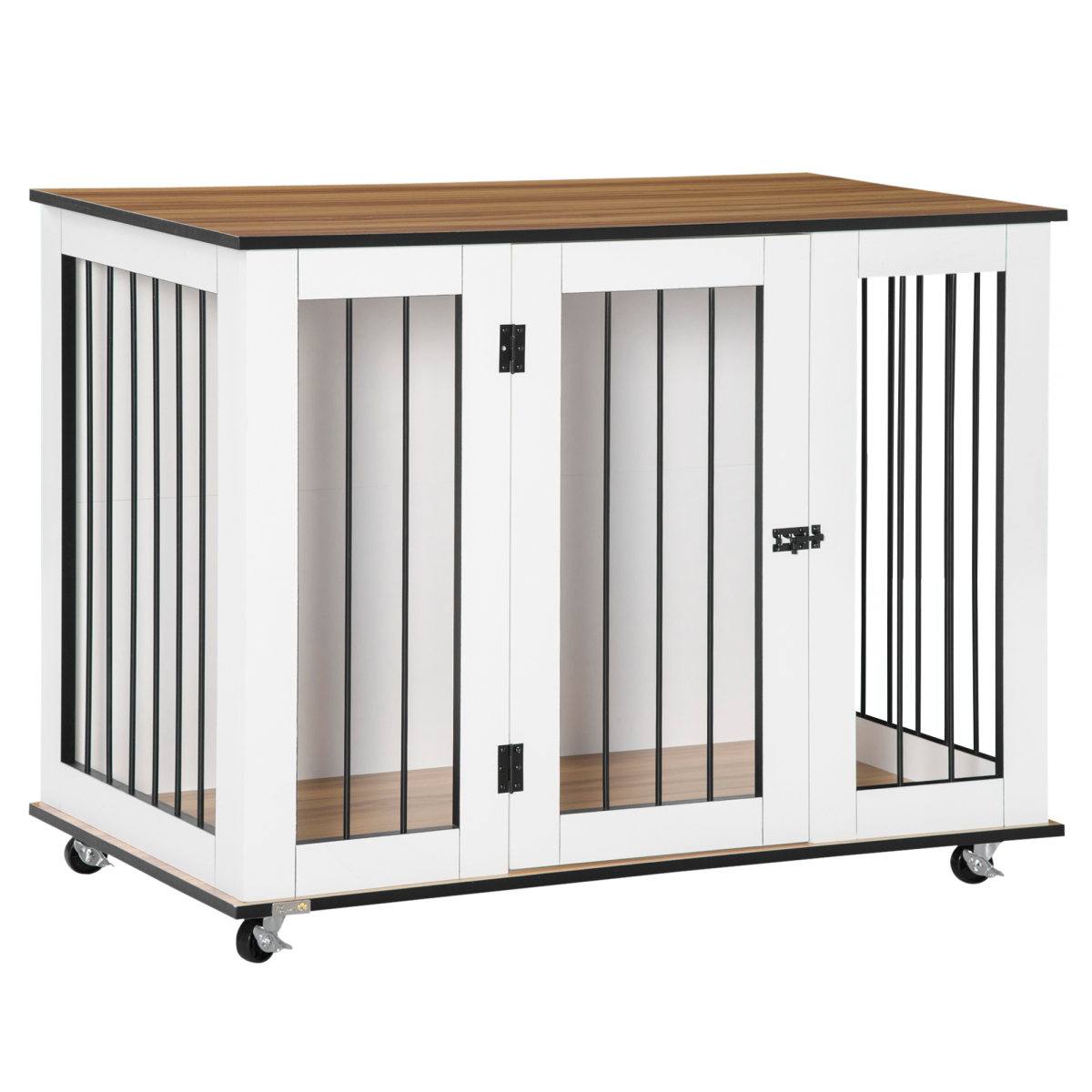 White Dog Crate Furniture End Table with Lockable Door for Large Dogs