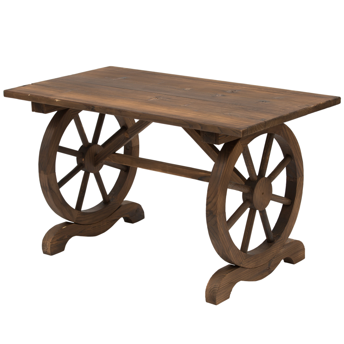 Outsunny Solid Fir Wood Garden Coffee Table, Water-Resistant Outdoor Patio Display Desk, Natural Wood Finish