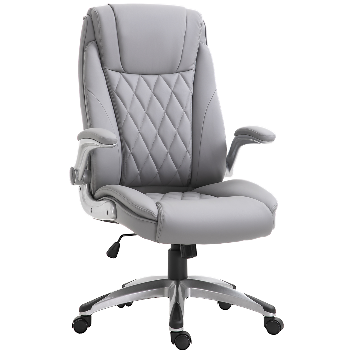 Vinsetto Grey High Back Executive Office Chair with Headrest, Adjustable Height, Armrests and 360° Swivel Base