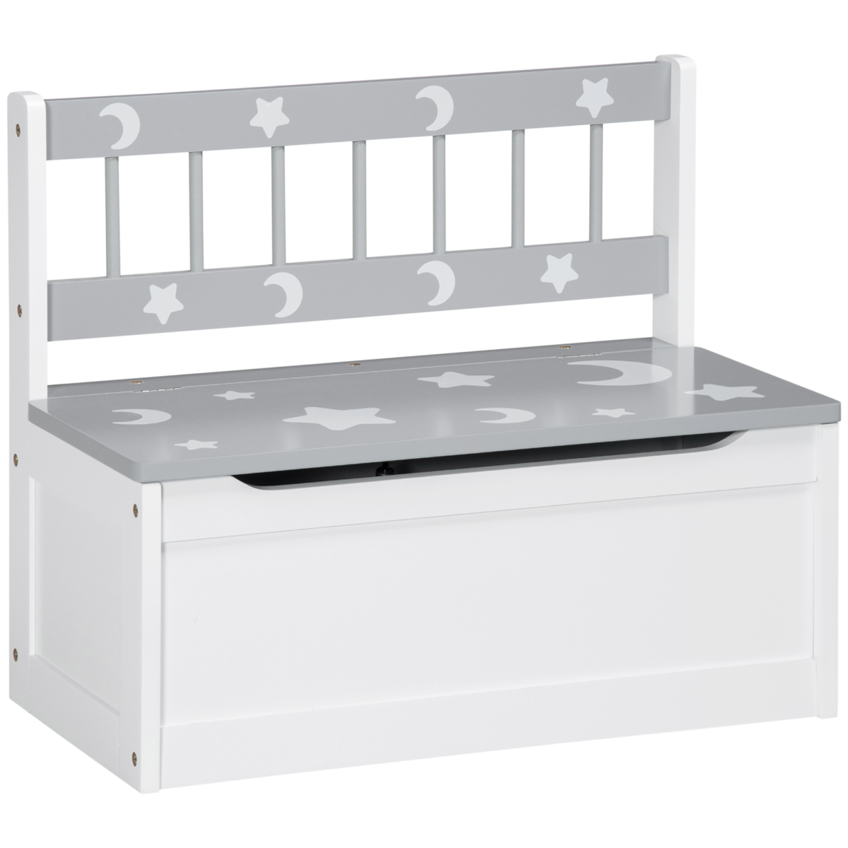 Wooden Kids Toy Box Storage Bench with Safety Hinge - Grey