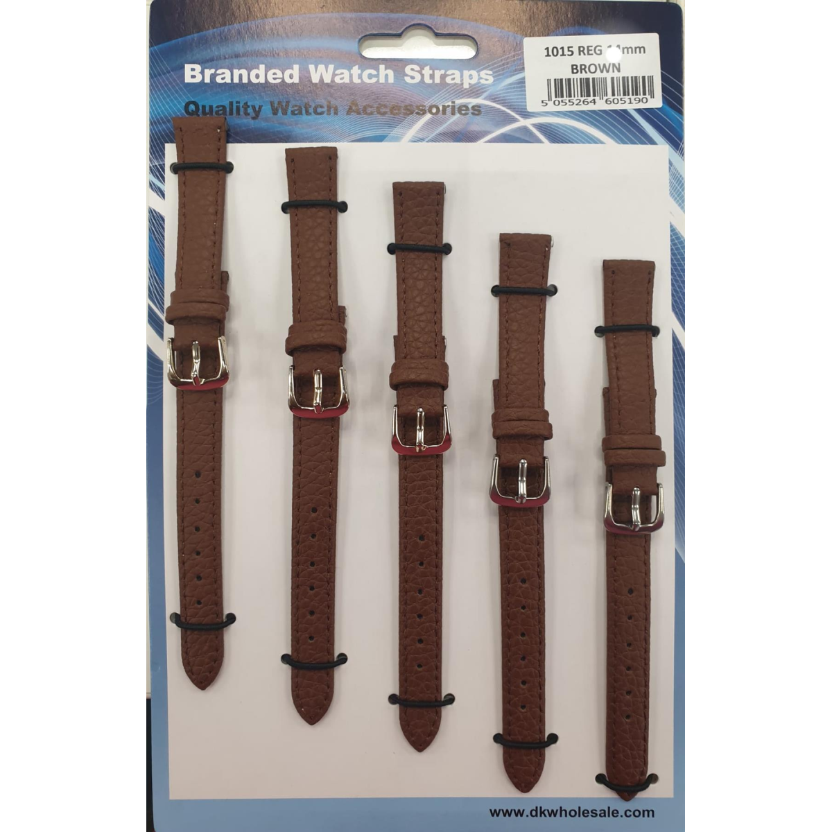 Brown Leather Watch Straps, Pack of 5, 14mm, 1015BR
