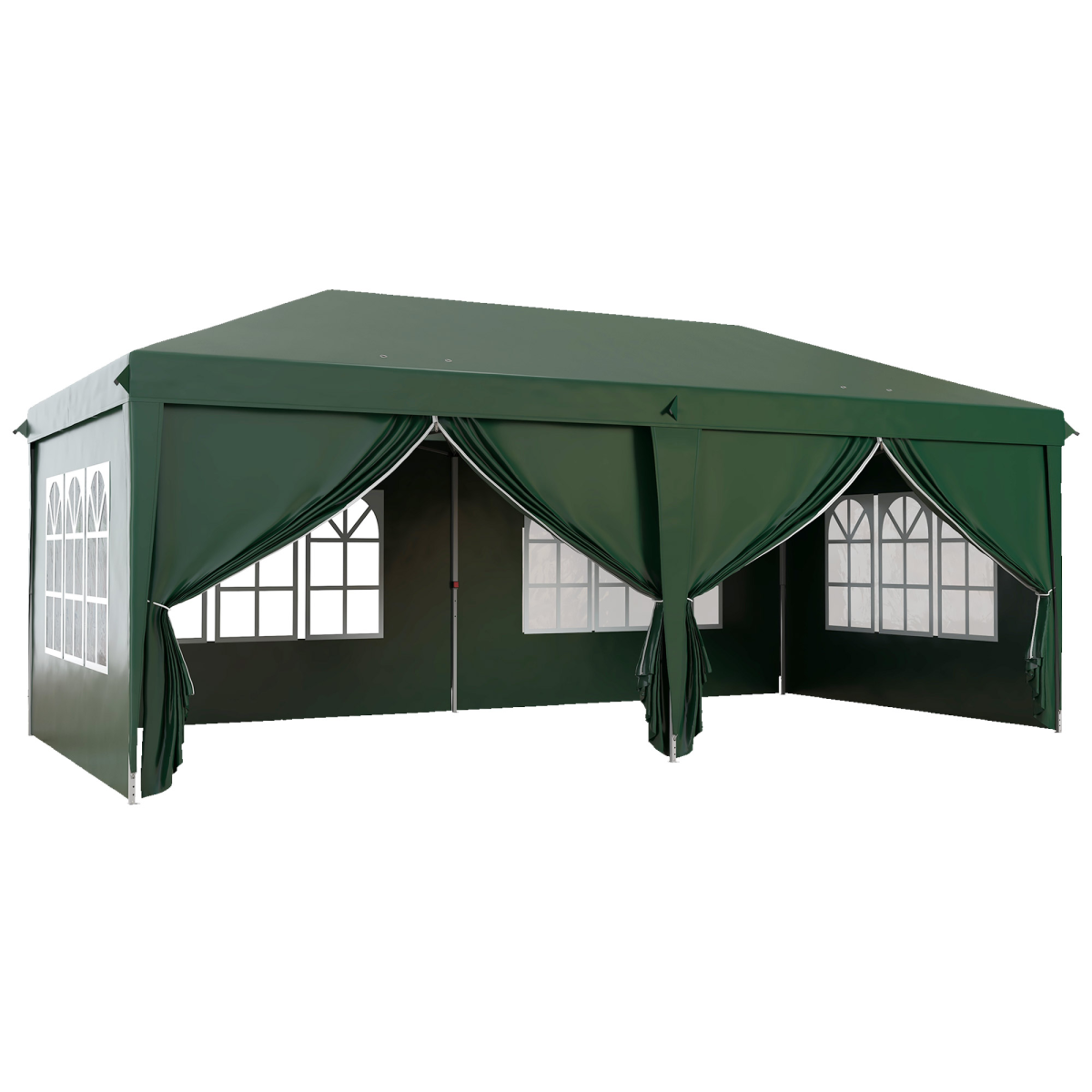 Outsunny 3 x 6m Pop Up Gazebo Party Tent Canopy with 6 Removable Walls and Carry Bag, Green