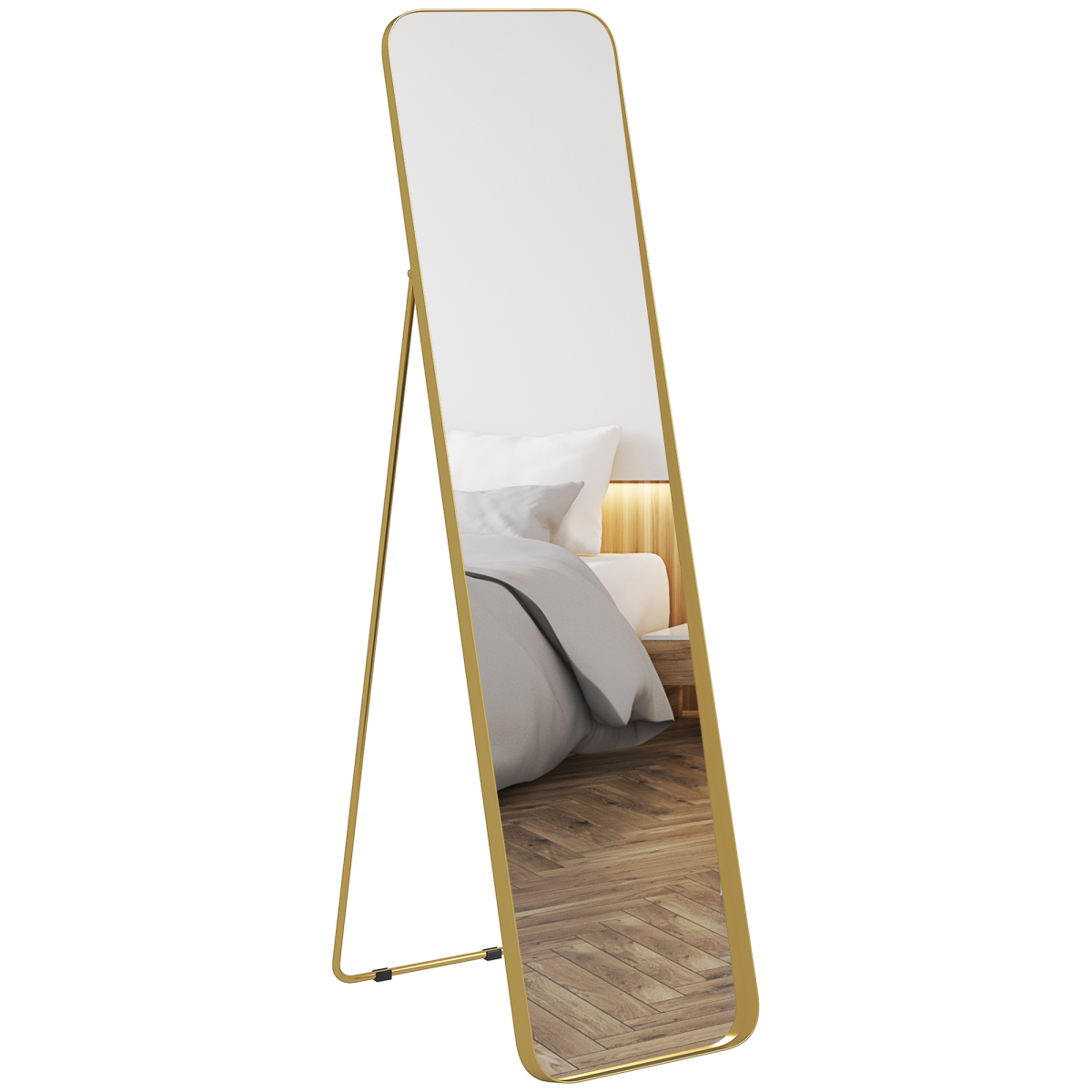 HOMCOM Rectangular Full-Length Mirror, Gold Tone, 40 x 160 cm