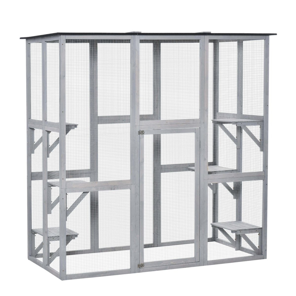 PawHut Wooden Catio with Platforms, Weatherproof Cat Enclosure