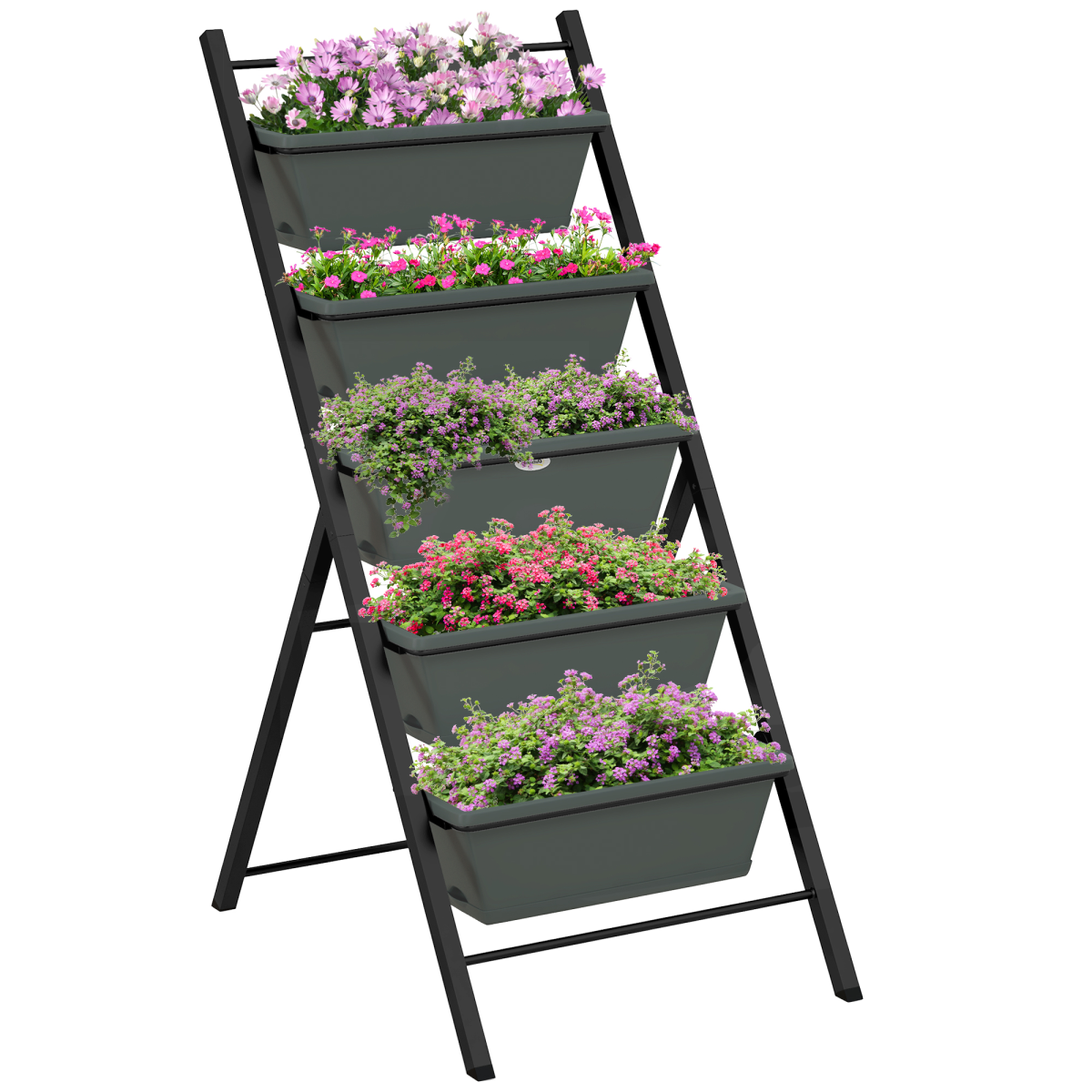 Outsunny Indoor Outdoor 5-Tier Vertical Raised Garden Bed with Removable Trays