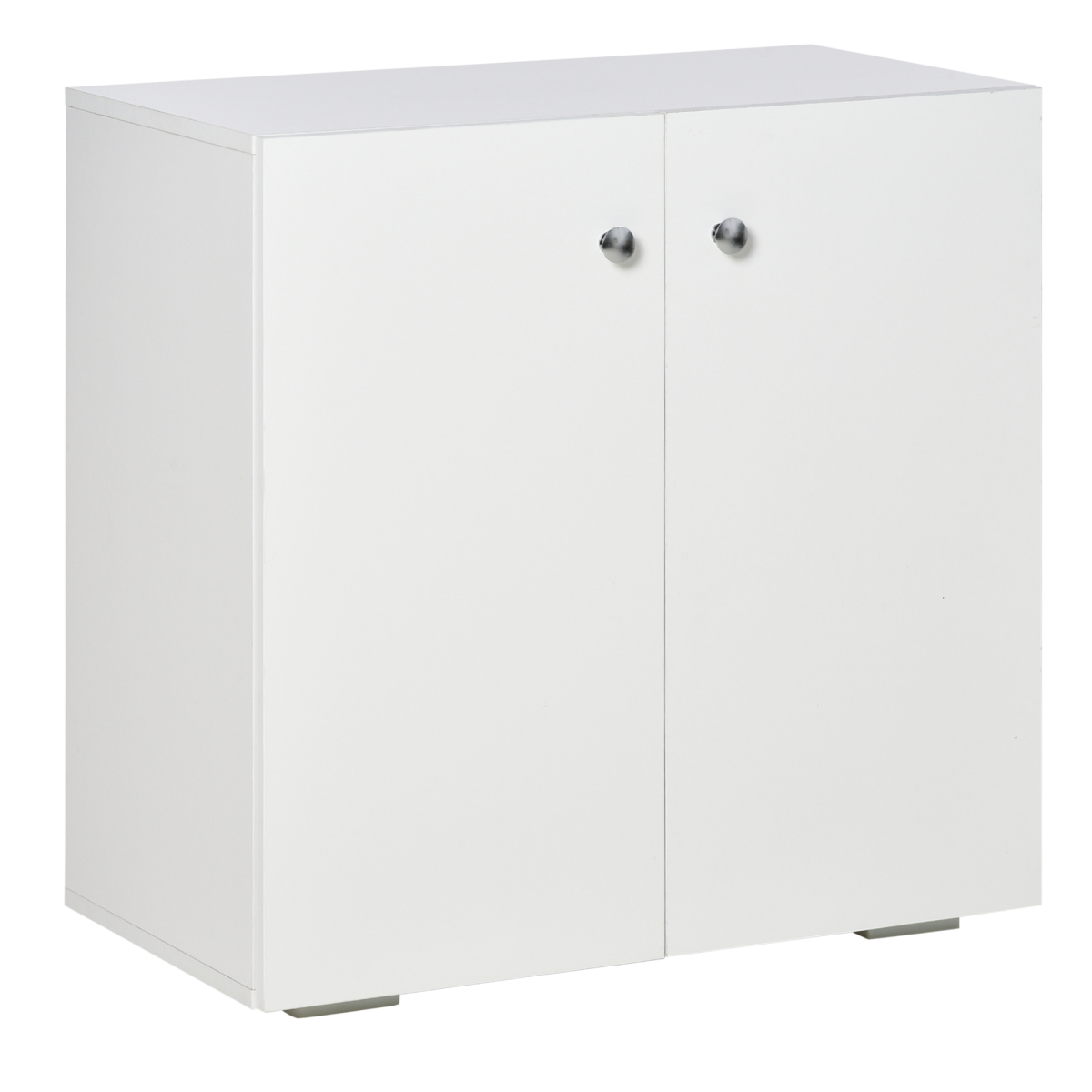 Freestanding Storage Cabinet with 2 Shelves, Wooden Sideboard, White