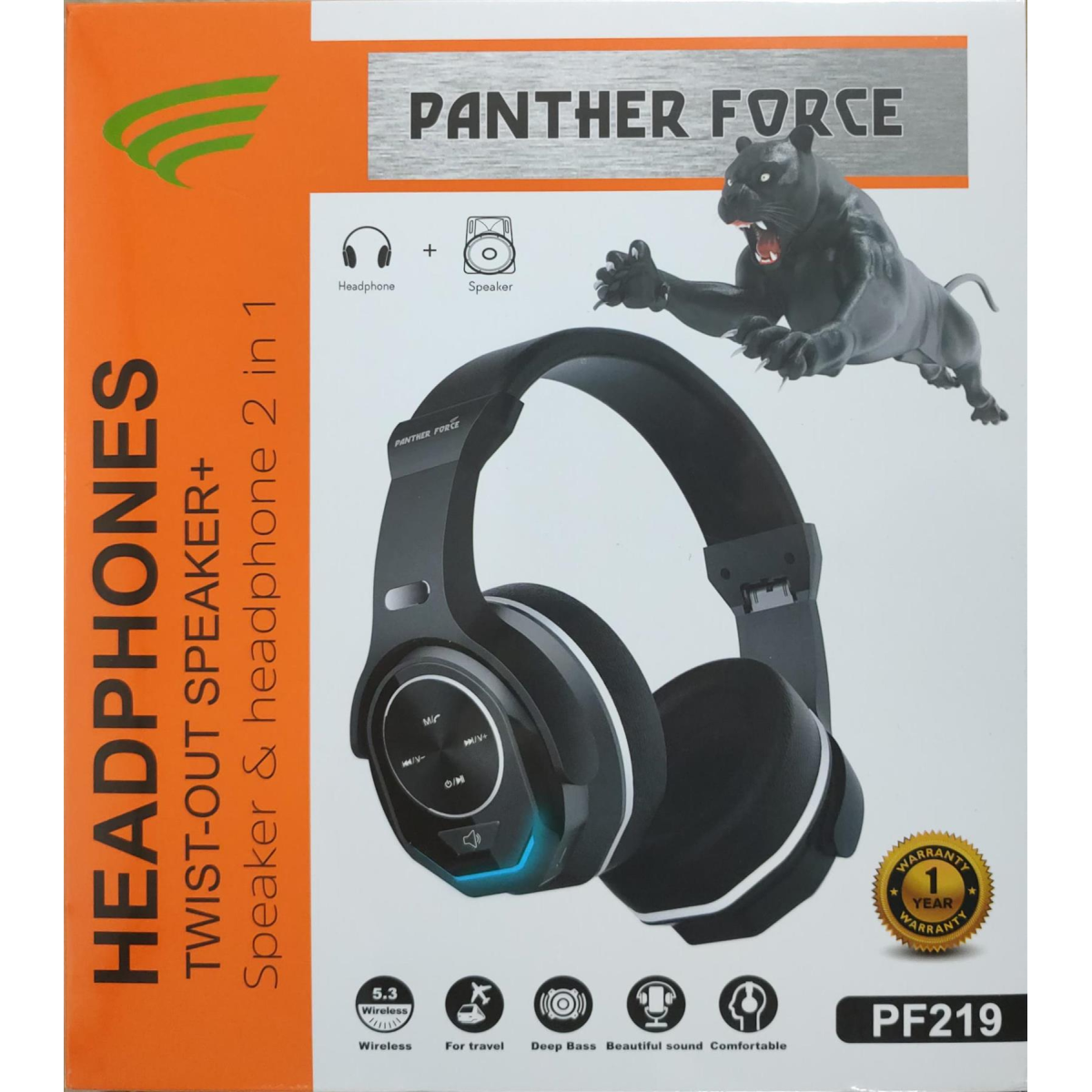 Panther Force Wireless Bluetooth Headphones with Twistout Speaker PF219