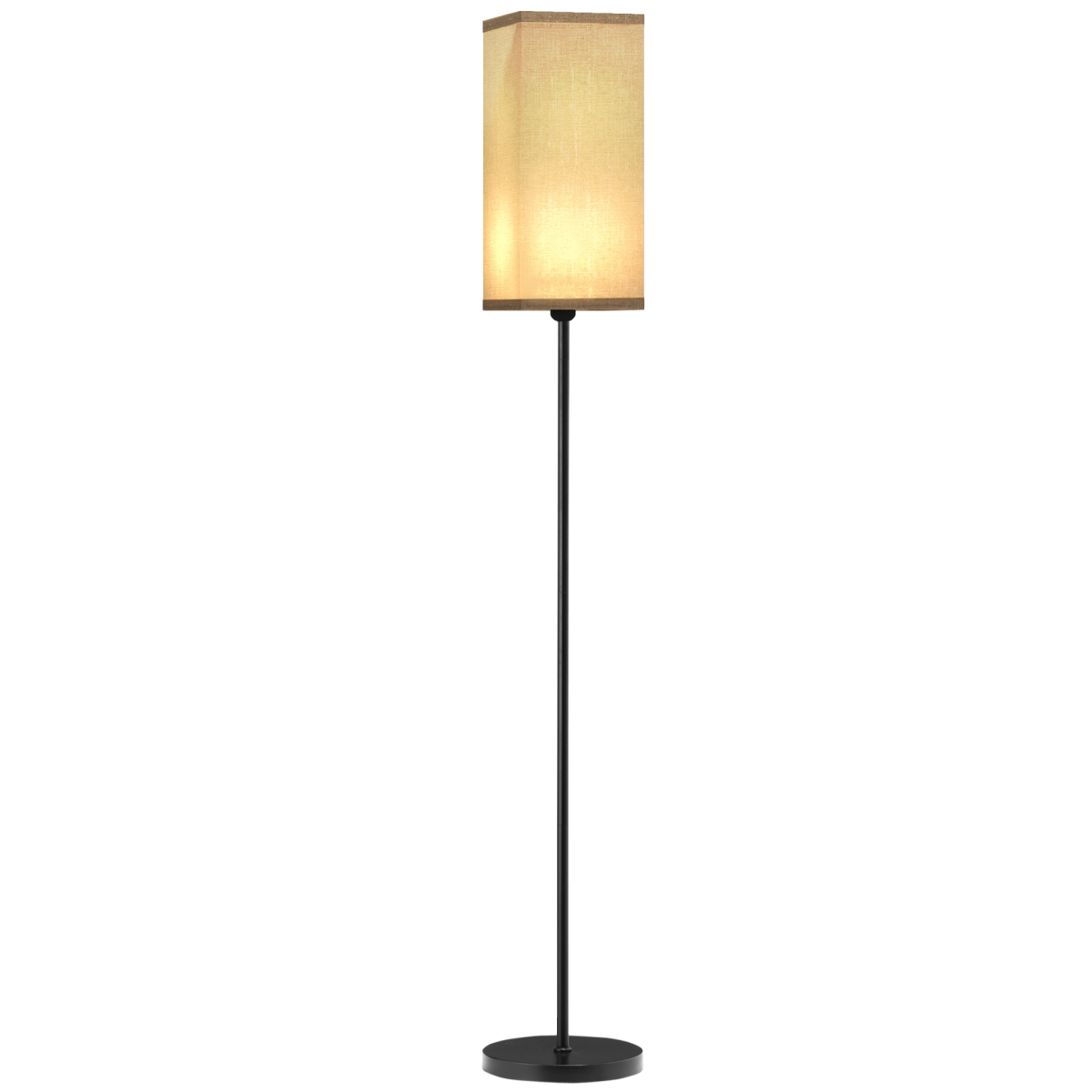 HOMCOM Black Standing Floor Lamp with Linen Shade, Foot Switch