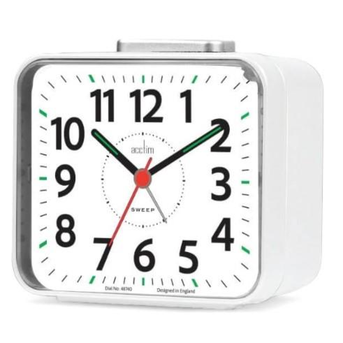 Acctim Parker Midi Contemporary Bedside Alarm Clock with Snooze, Silent Sweep, Light and Beep Alarm - White