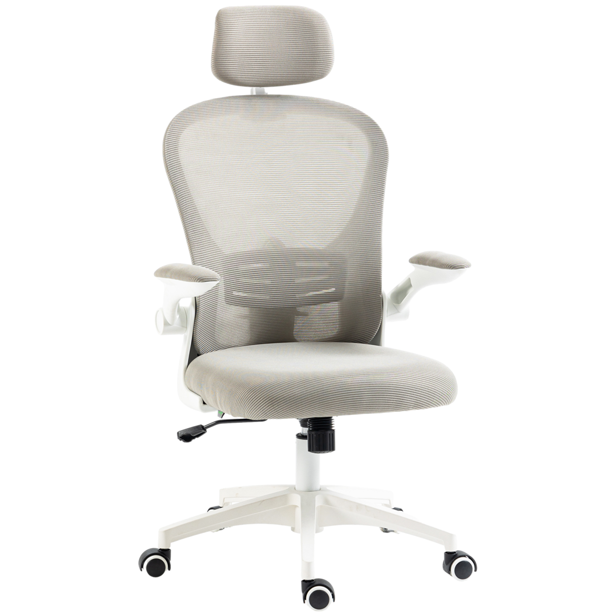 Vinsetto Grey Mesh Office Chair with Headrest, Adjustable Lumbar, Flip-Up Arms