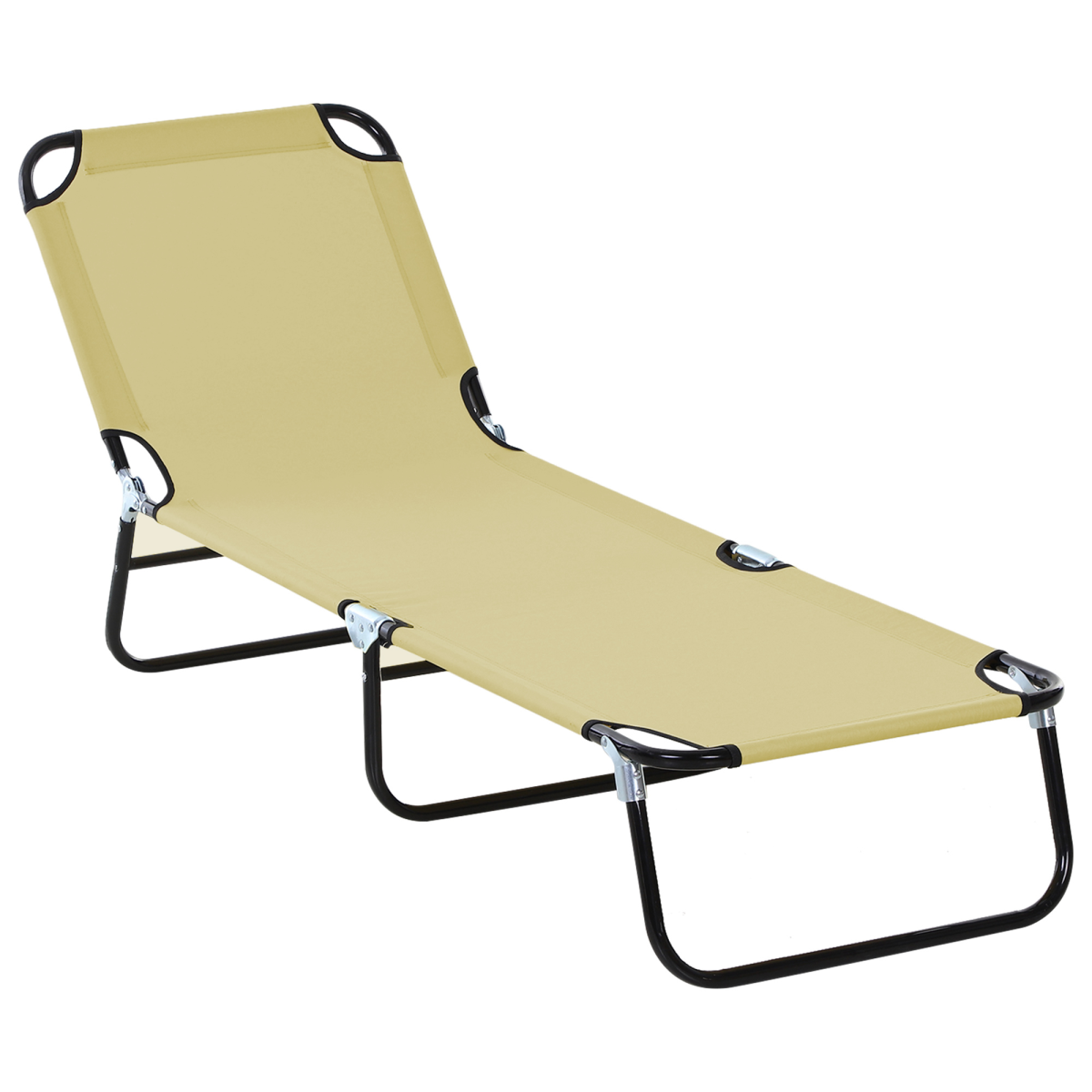 Outsunny Reclining Lounge Chair with 4-Level Adjustable Backrest, Beige