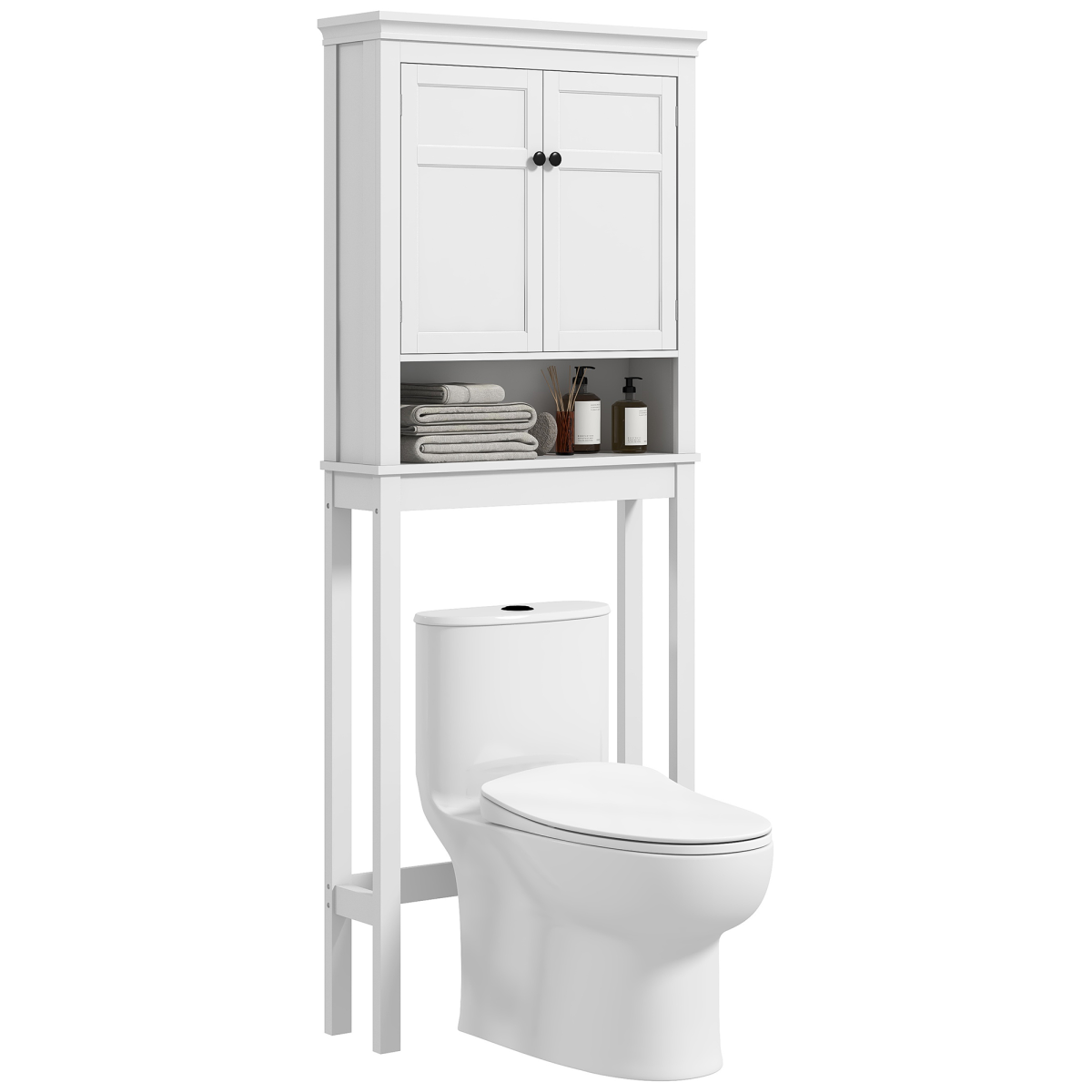 HOMCOM Freestanding 3-Tier Over Toilet Storage Cabinet, White