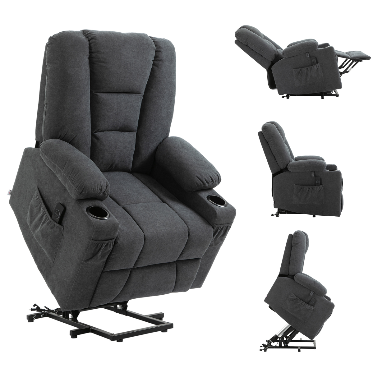 HOMCOM Grey Riser and Recliner Lift Chair with Remote for the Elderly