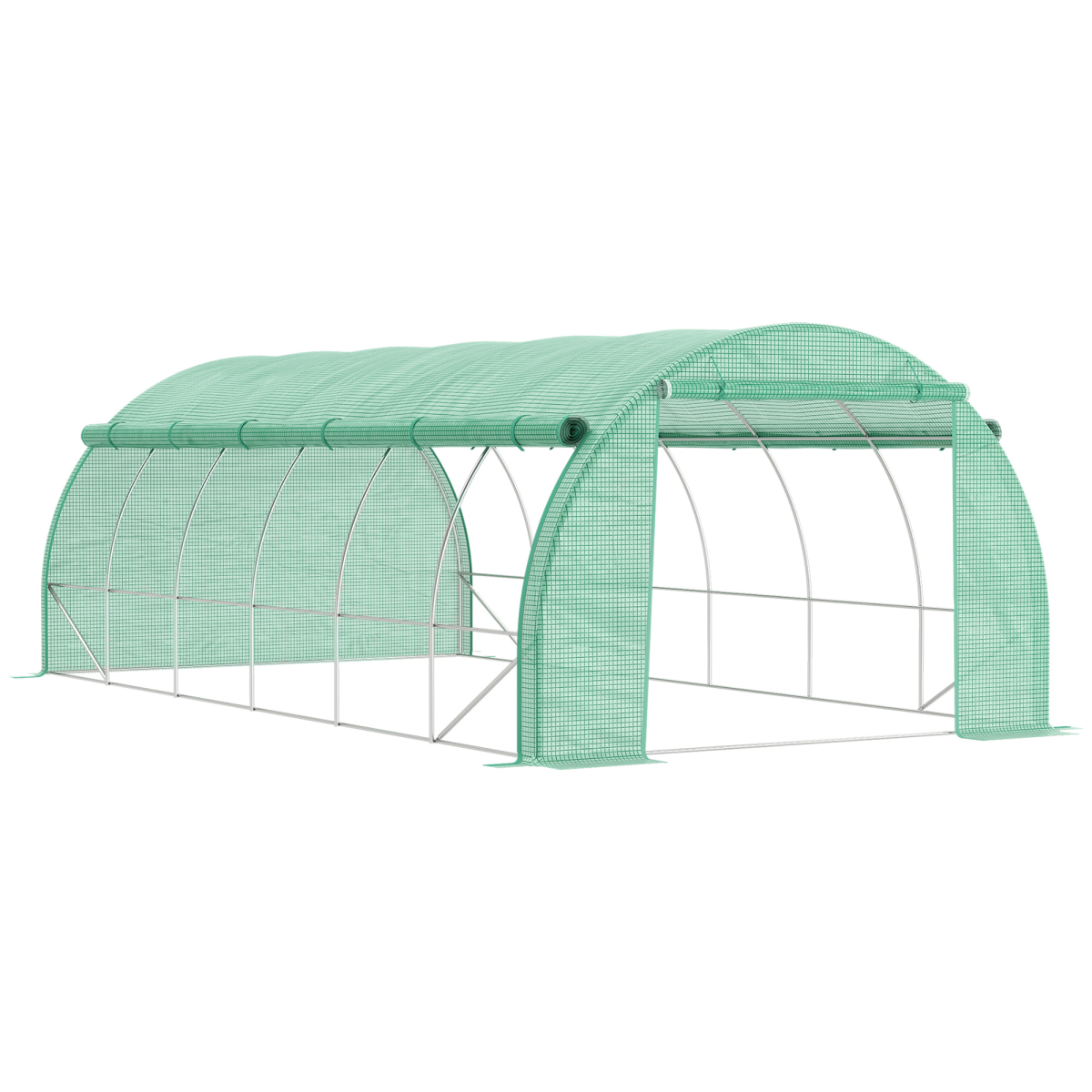 6 x 3 x 2 m Green Polytunnel Greenhouse with Galvanised Steel Frame