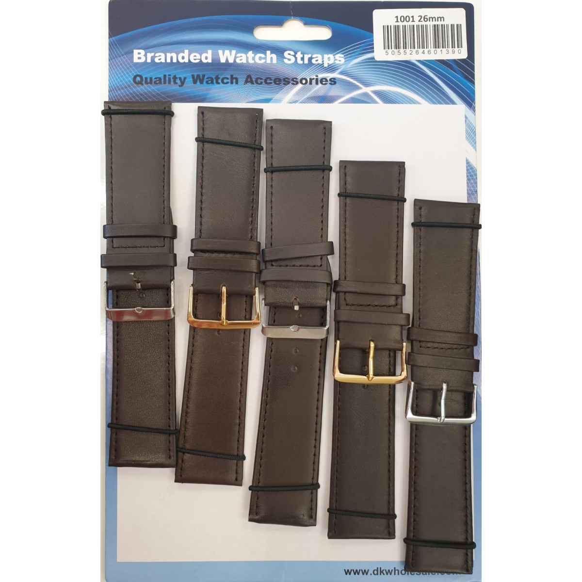 Pack of 5 Brown Leather Watch Straps, 26mm