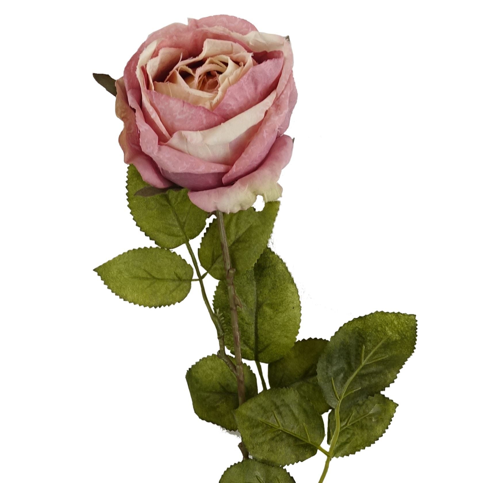 Leaf 70cm Artificial Light Pink Silk Rose Stem