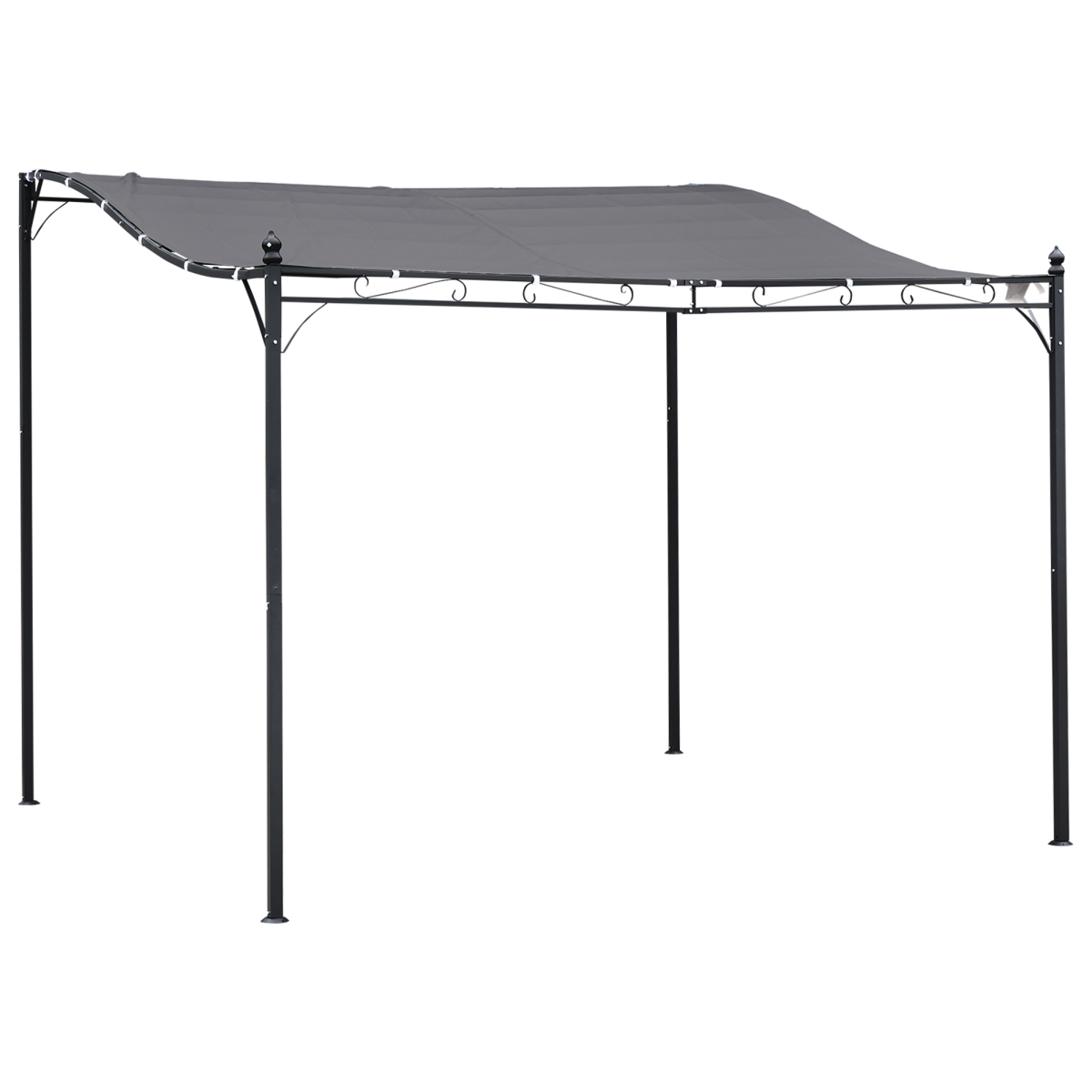 Outsunny 3x3m Freestanding Metal Wall Awning Canopy, Grey