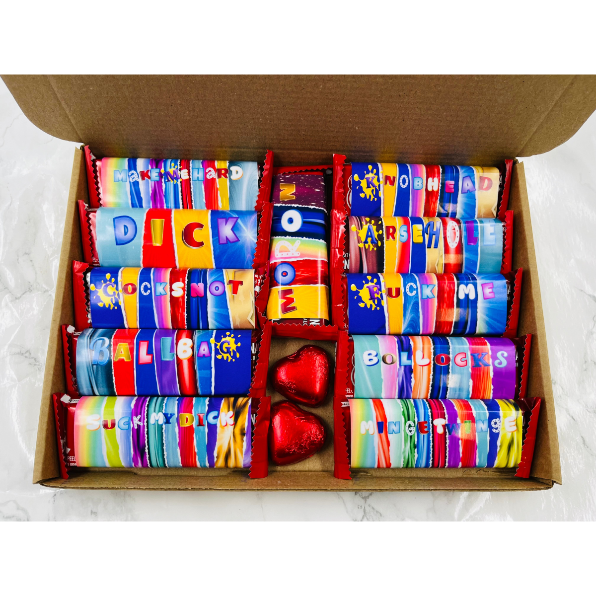 Simway Sweets 11-Pack Novelty Rude Mismatched Wrapper Chocolate Box