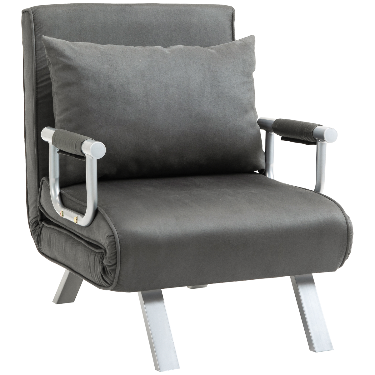 Foldable Sofa Bed Armchair Sleeper Lounge Chair with Adjustable Back, Dark Grey