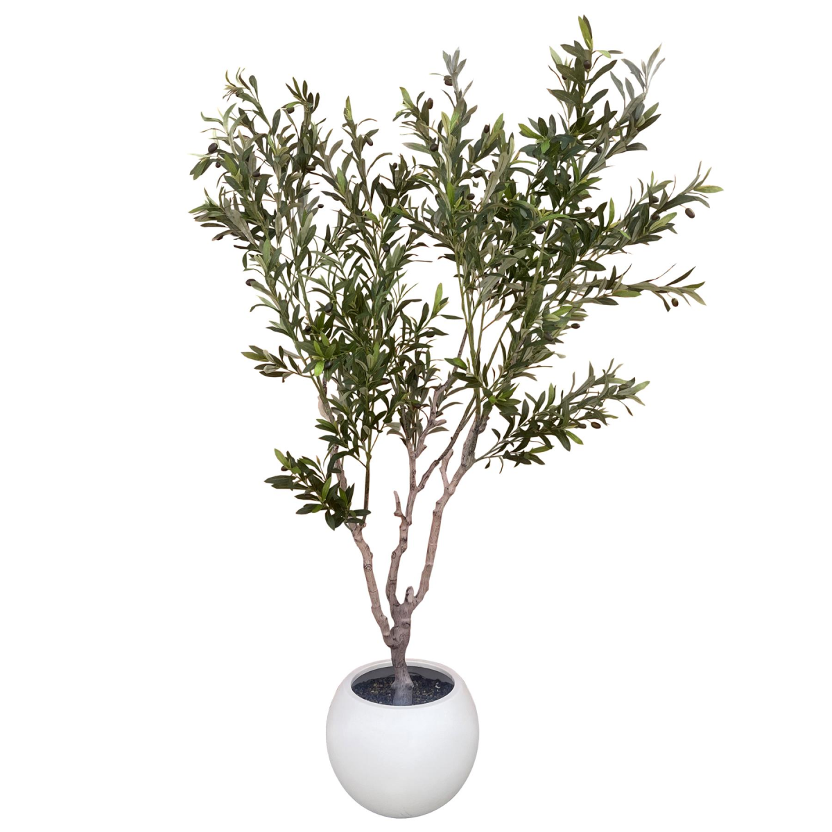 200cm Tall Artificial Olive Tree with Decorative Stone-Effect Planter