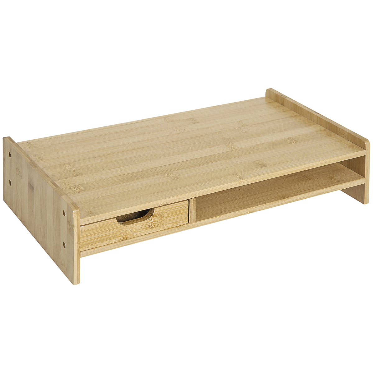 HOMCOM Bamboo Monitor Riser Desk Organizer with Drawer