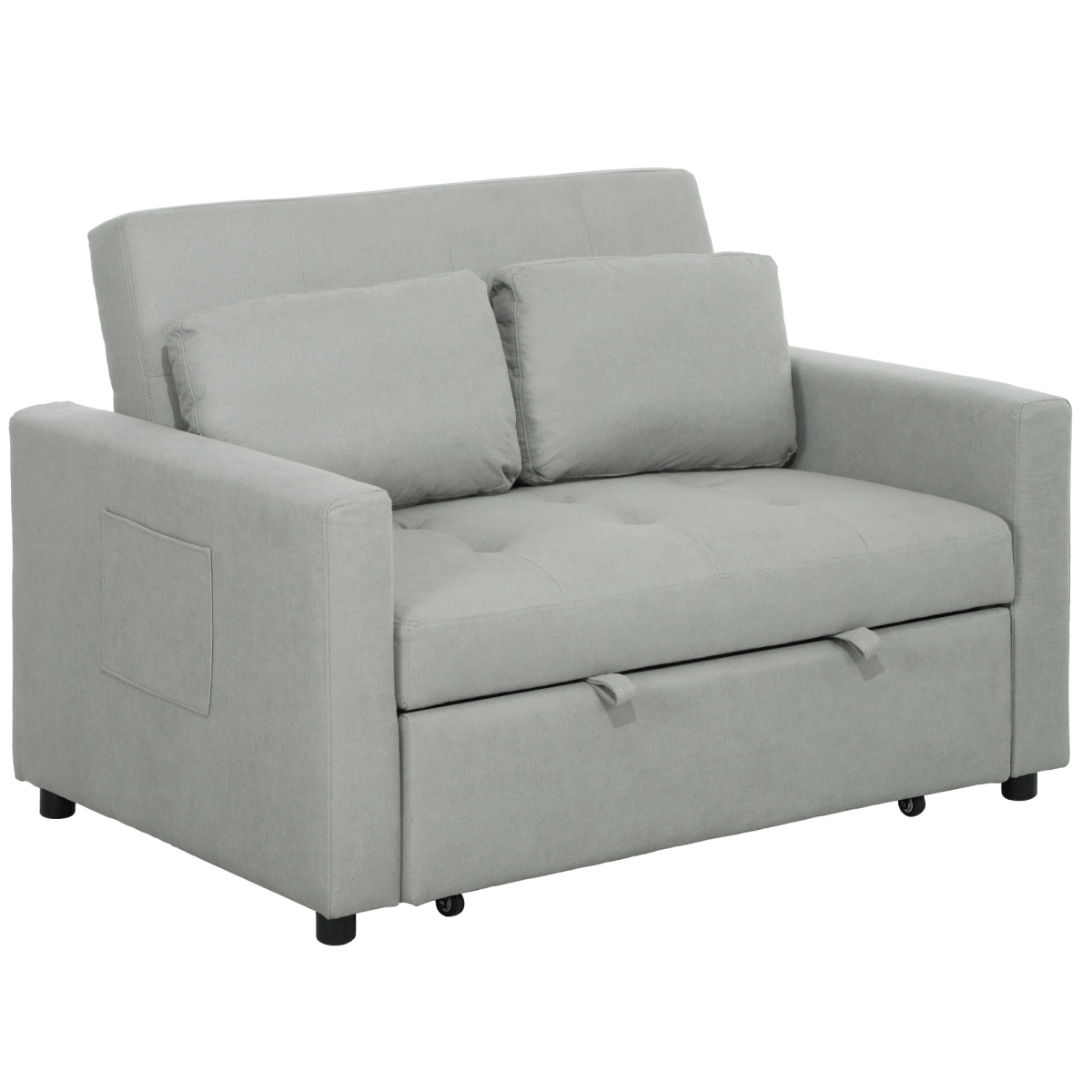 HOMCOM 2 Seater Click-Clack Sofa Bed with Cushions, Light Grey