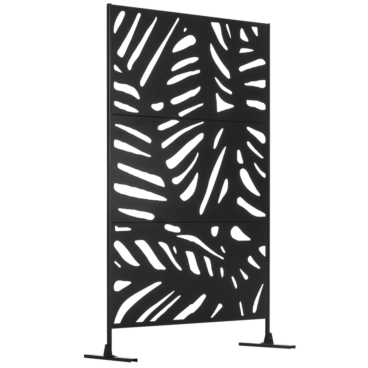 Outsunny Steel Outdoor Privacy Screen with Stand, Black