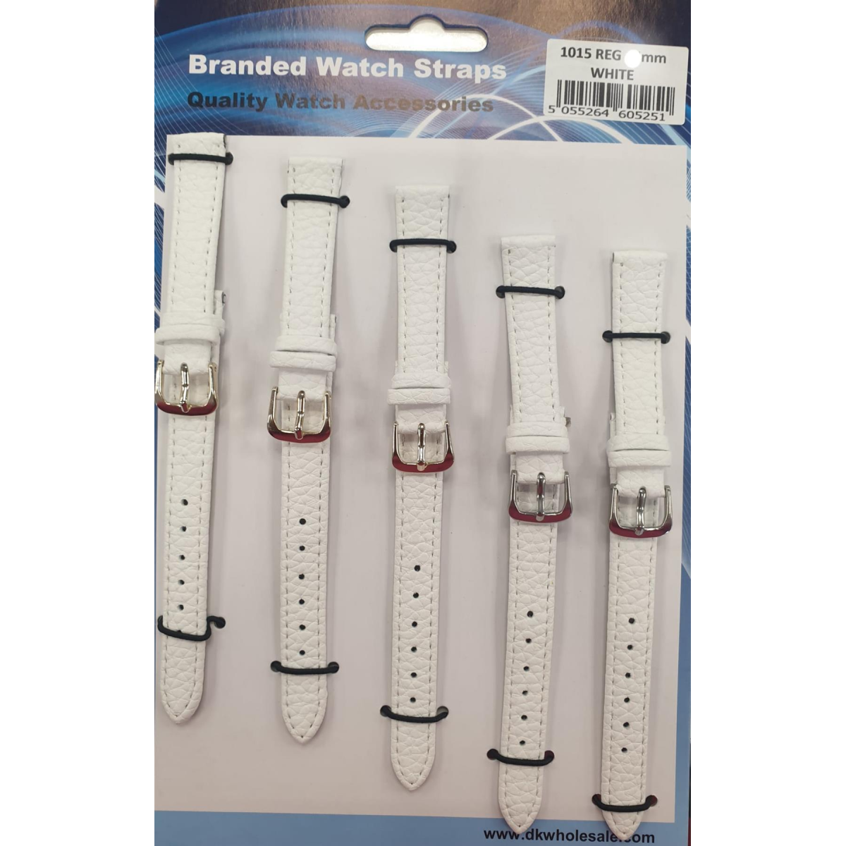 Pack of 5 White Leather Watch Straps, 14mm 1015W
