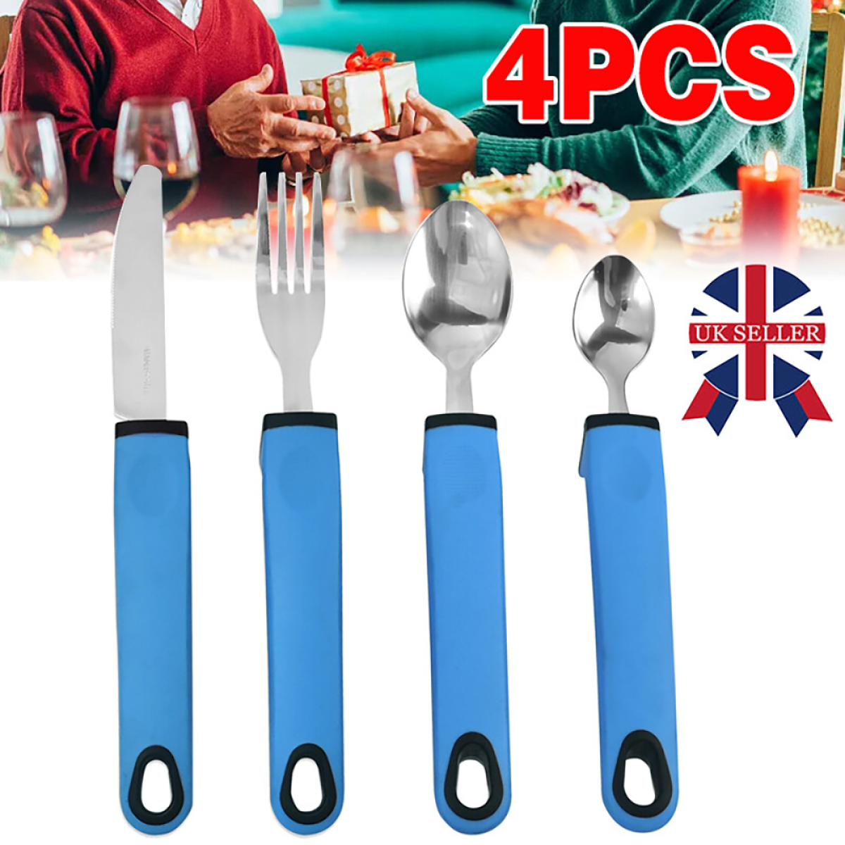 Ergonomic Cutlery Set with Large Handles for Weak Grip, Arthritis, Dementia and Parkinson’s