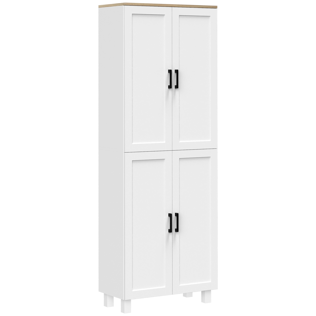 HOMCOM Modern Freestanding White Kitchen Storage Cabinet with 5 Shelves and 4 Doors
