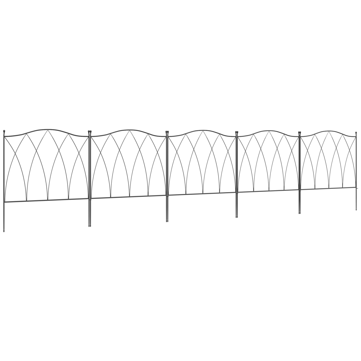 Outsunny 5-Piece Decorative Metal Garden Fence Border Edging, Black