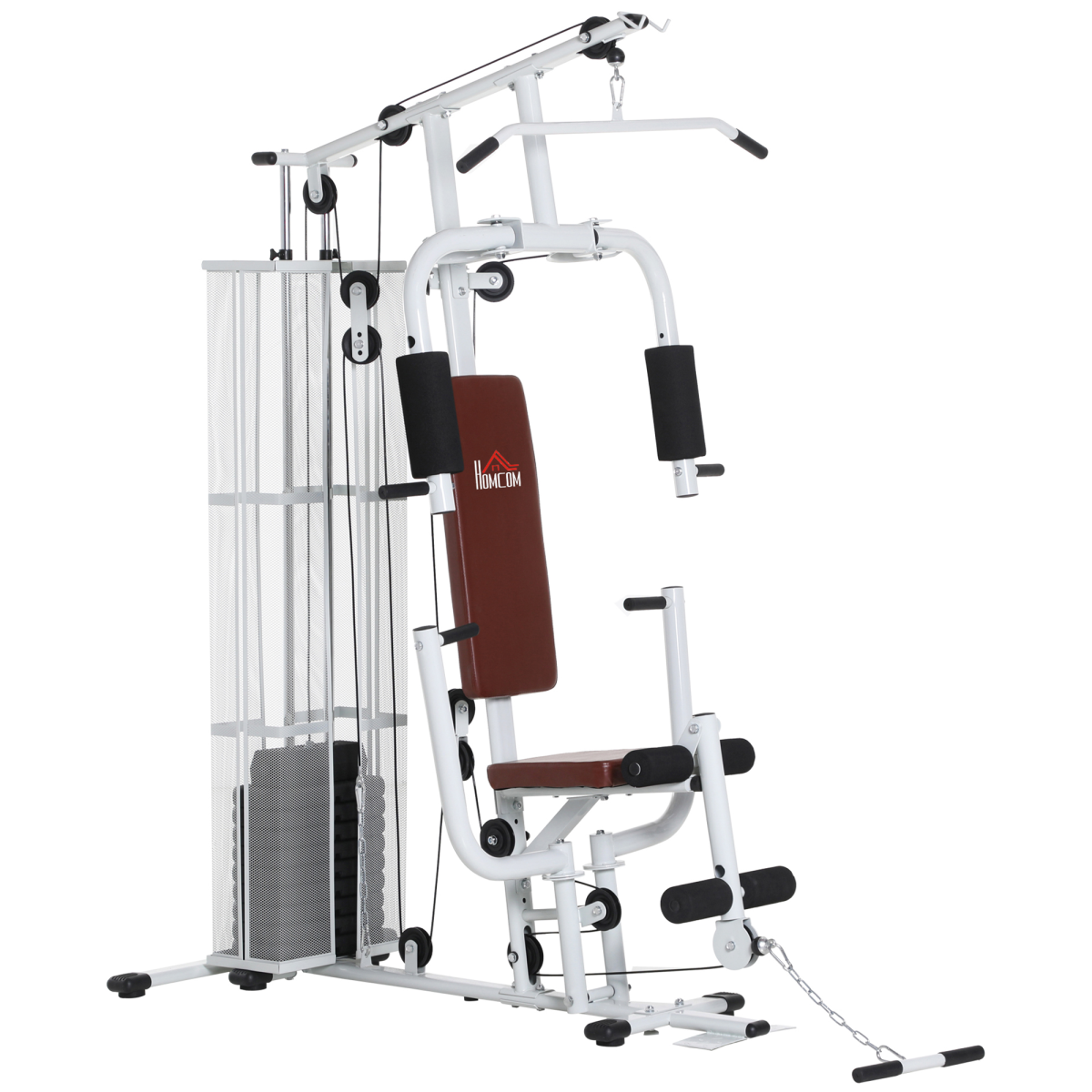 HOMCOM 45kg Multifunction Home Gym Weight Training Station, White