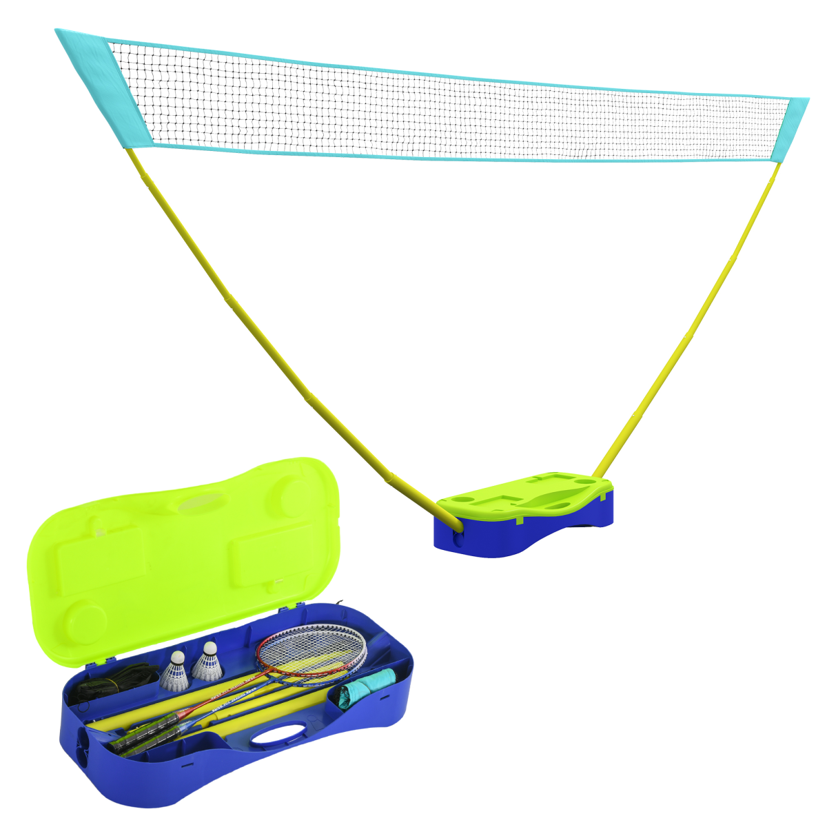 SPORTNOW Portable Badminton & Volleyball Net Set, Rackets, Shuttlecocks