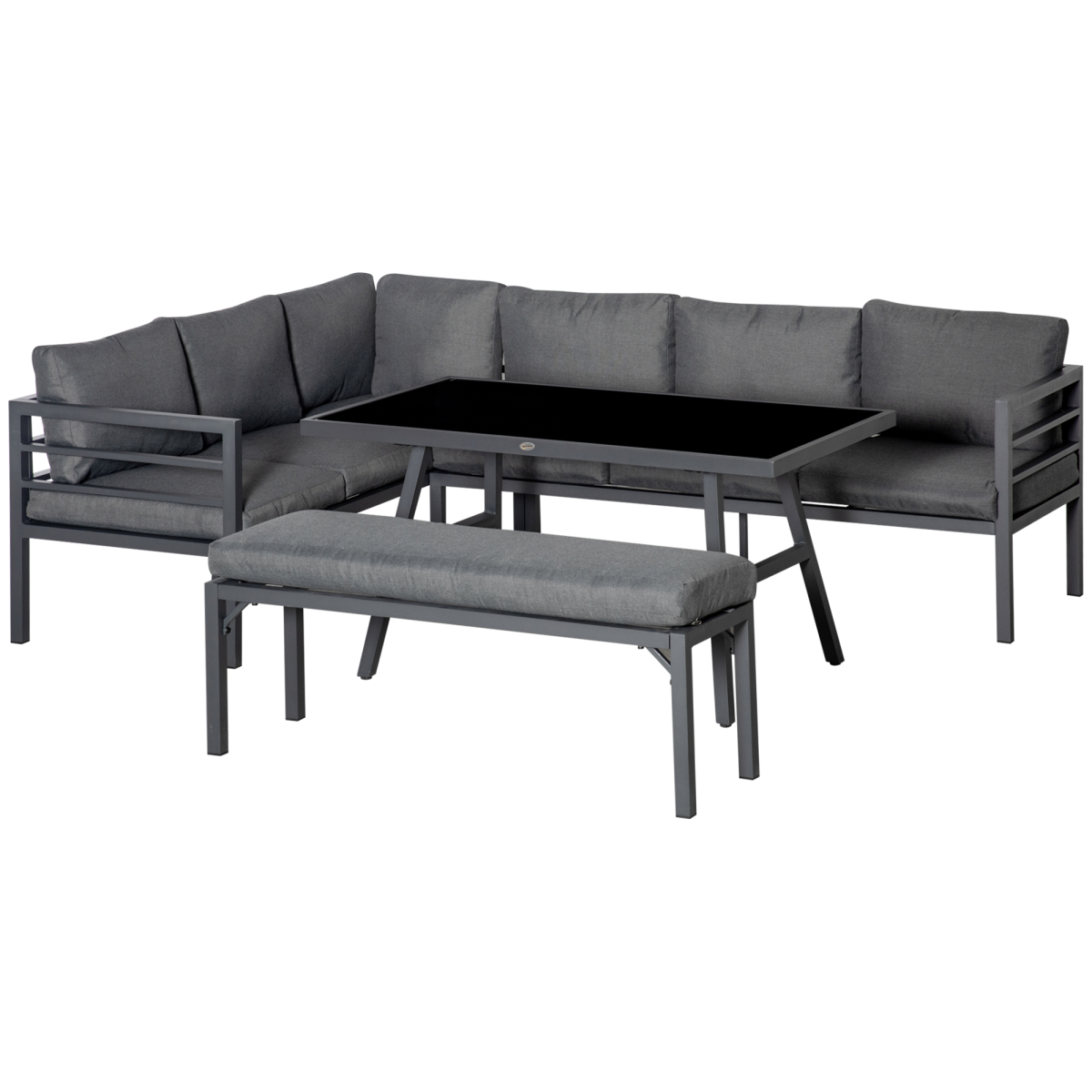 Outsunny 8-Seater Aluminium Garden Dining Set with Cushions