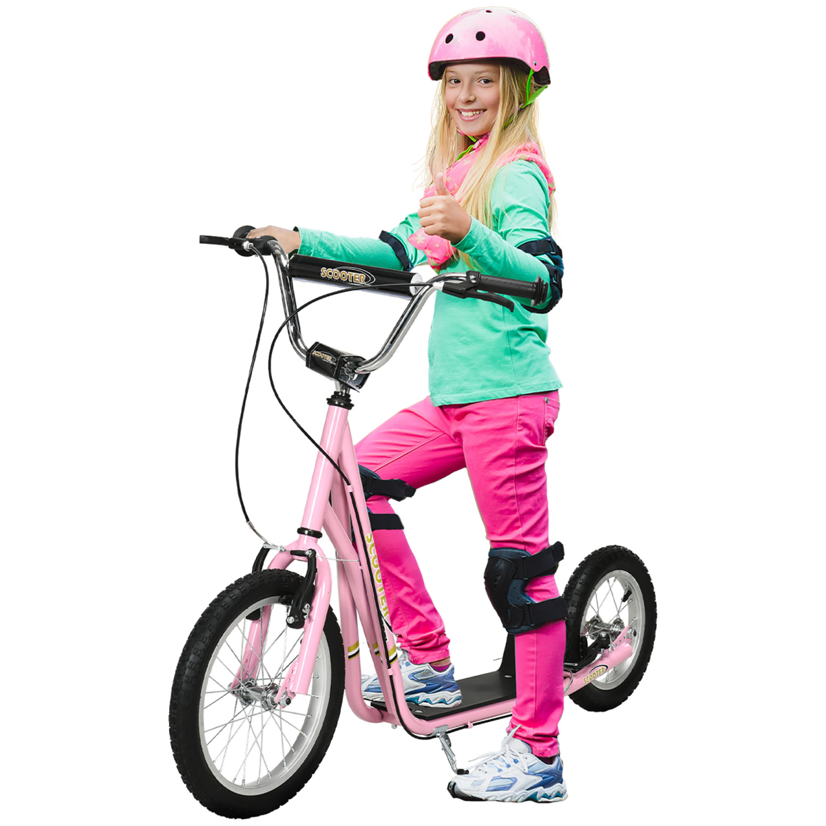 Adjustable Height Kids Scooter with Dual Brakes, Big Wheels
