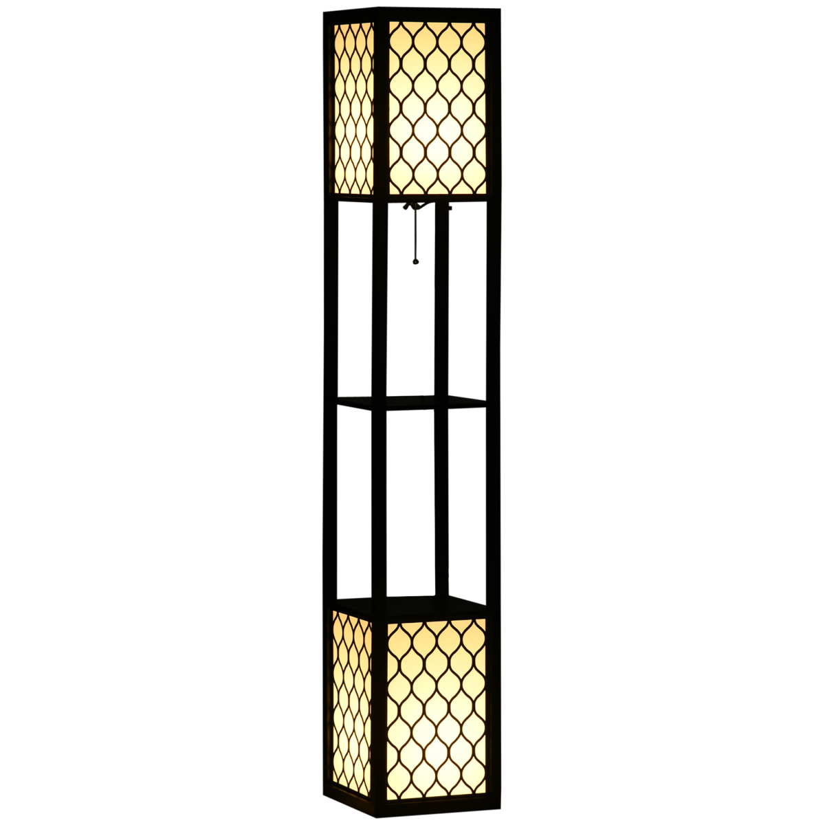 Modern Floor Lamp with 2 Shelves, 2-Light Standing Lamp for Living Room and Bedroom