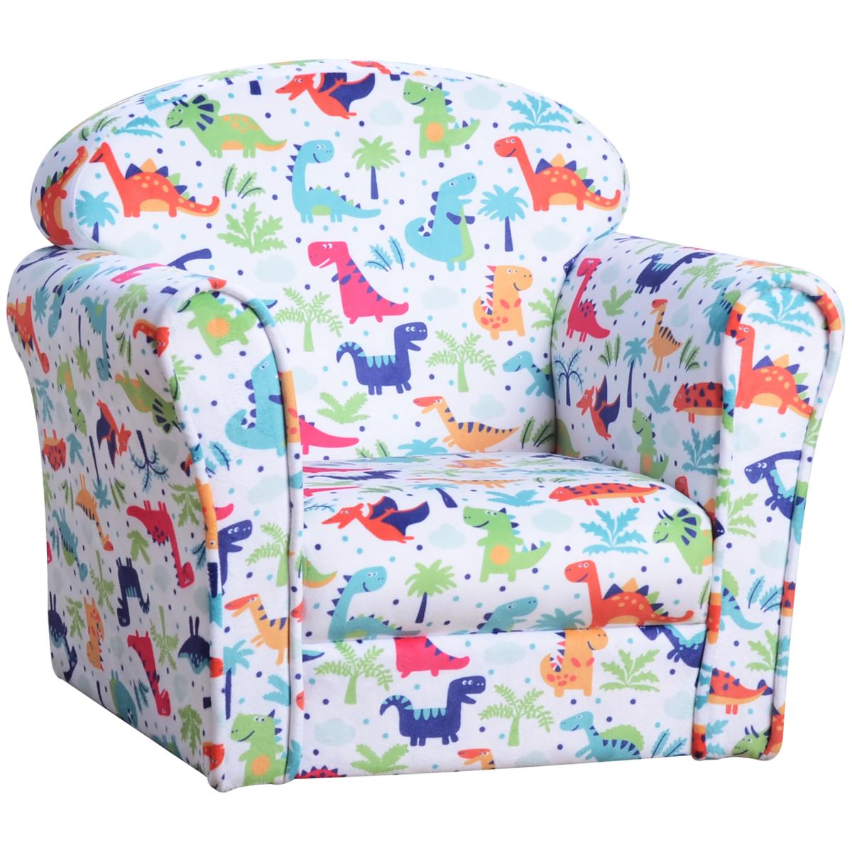 HOMCOM Kids Cartoon Dinosaur Mini Sofa Armchair, Flannel Wood