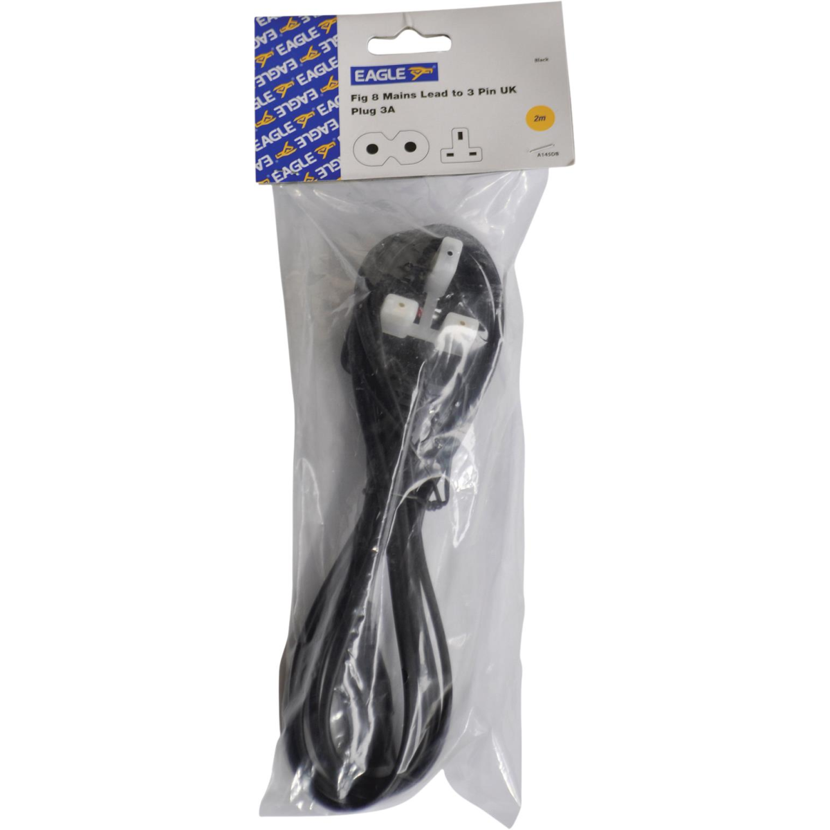 Eagle Figure of 8 Mains Lead to 3 Pin UK Plug 3A