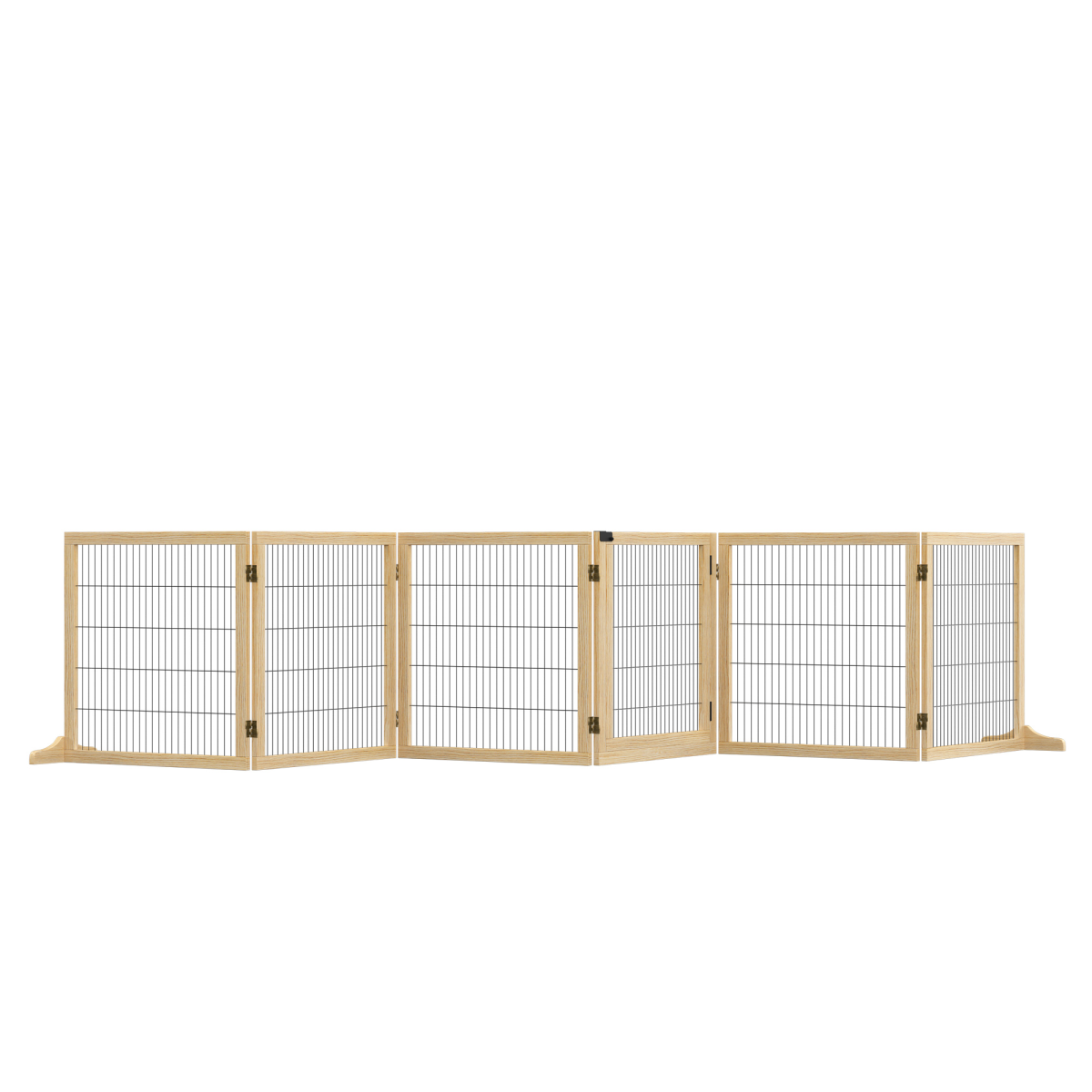 PawHut Freestanding Foldable Wooden Dog Gate, 6-Panel, 432cm