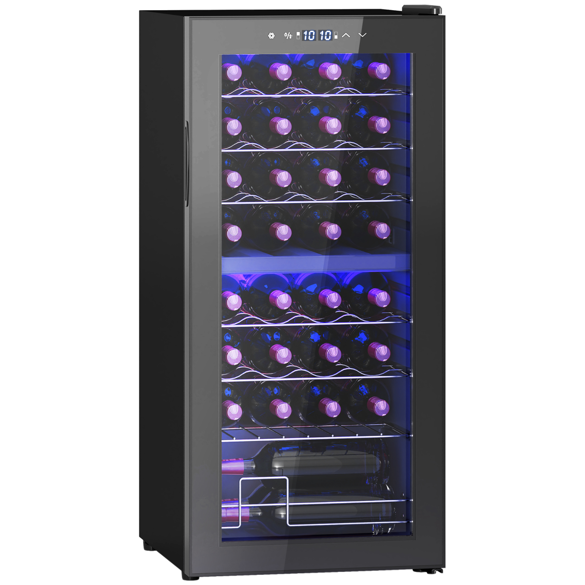 HOMCOM 86L Dual Zone Wine Cooler, 32-Bottle, Adjustable Temp, Black