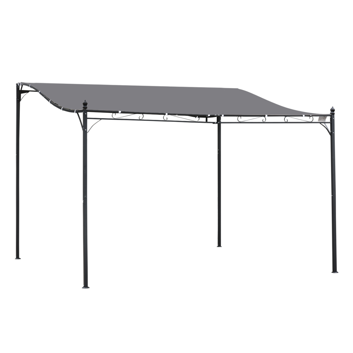 Outsunny 4x3m Grey Metal Wall Gazebo with 180gsm Polyester Canopy