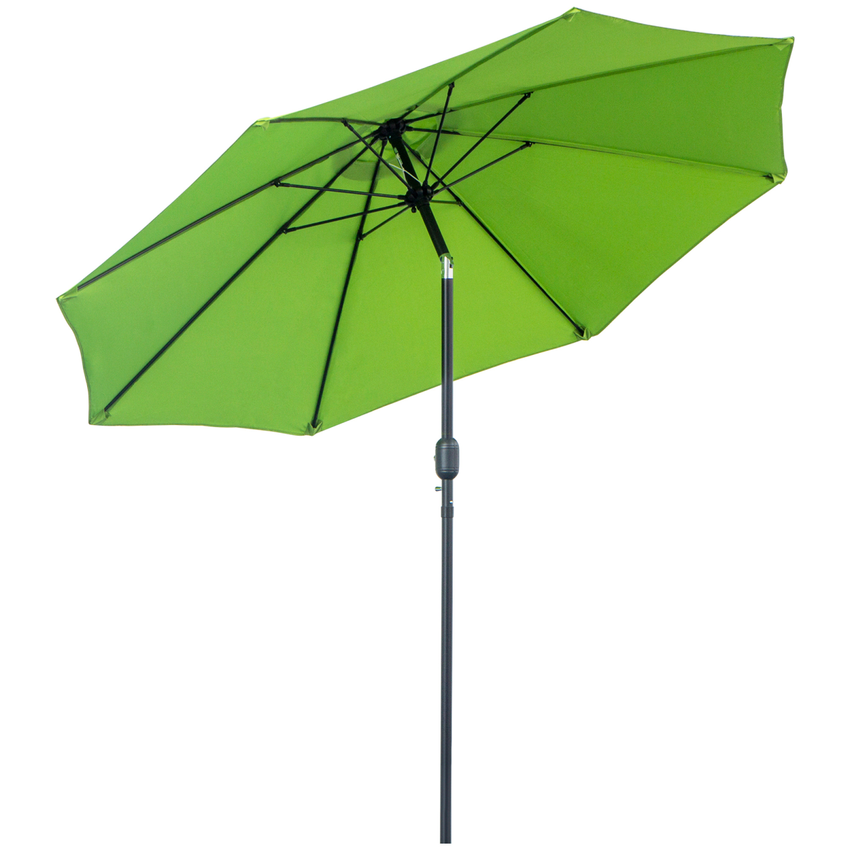 Outsunny 2.65m Patio Sun Umbrella Parasol with Tilt Canopy, Crank Handle, Powder Coated Aluminium Pole, Light Green