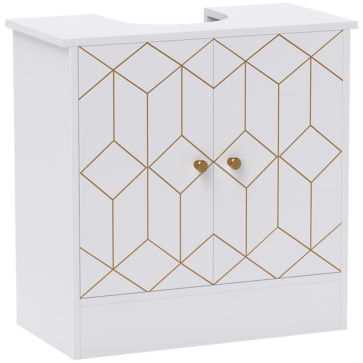 HOMCOM White Bathroom Under Sink Cabinet for Basin, Adjustable Shelf