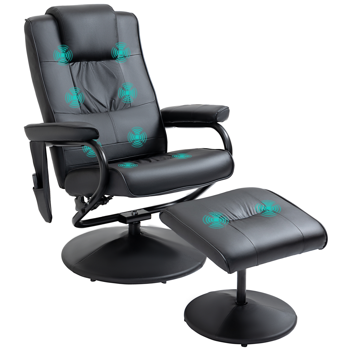 Black Massage Recliner Chair with Ottoman and 10-Point Vibration
