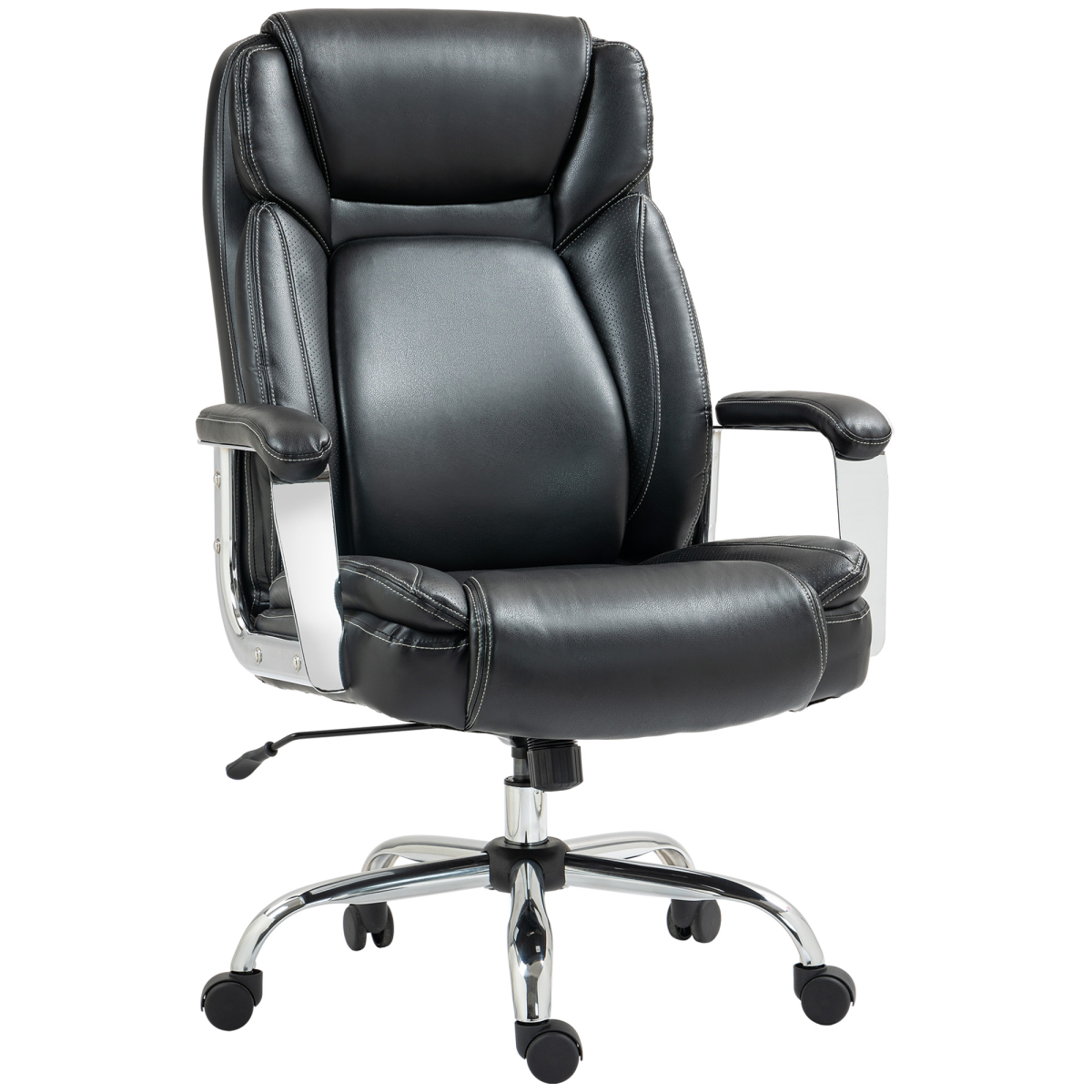 HOMCOM Faux Leather Desk Chair, Adjustable Height, 227kg, Black