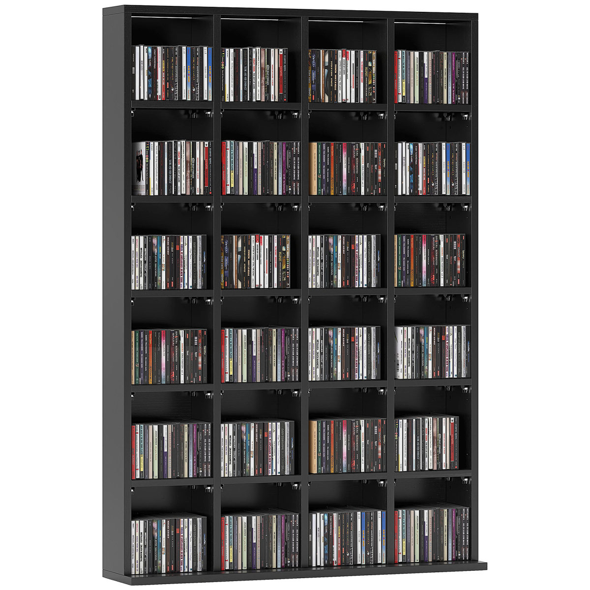 HOMCOM 24-Cube DVD CD Media Storage Rack with Adjustable Shelves, Black